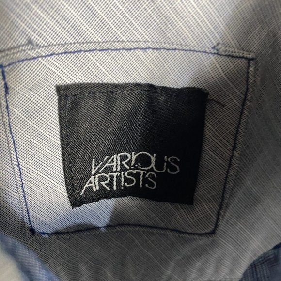 Various Artists Pearl Snap Shirt Men's Medium Long Sleeve Gray Cotton Blend M - Picture 3 of 10